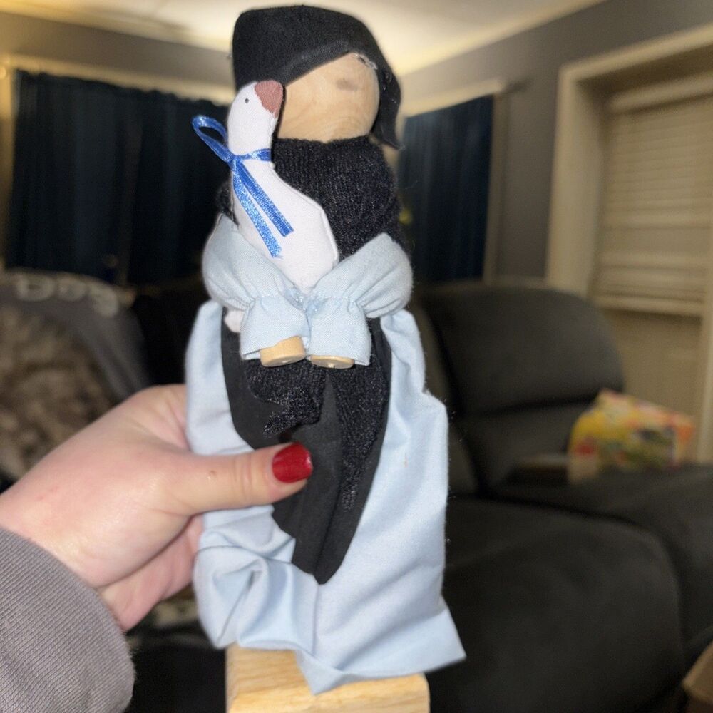 Rare Amish Doll Figurine With Stand